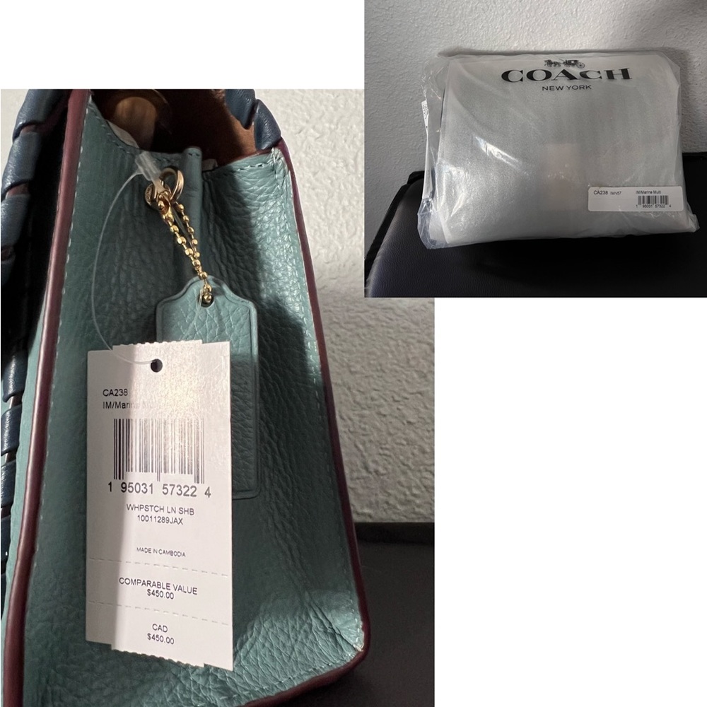 🔥SALE💥NWT COACH LANE LEATHER SHOULDER BAG WHIPSTITCH IM/MARINE MULTI CROSSBODY - Picture 7 of 12